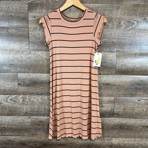 Women's Billabong Striped Ribbed Mini Dress Right Move Scoop Neck S NWT